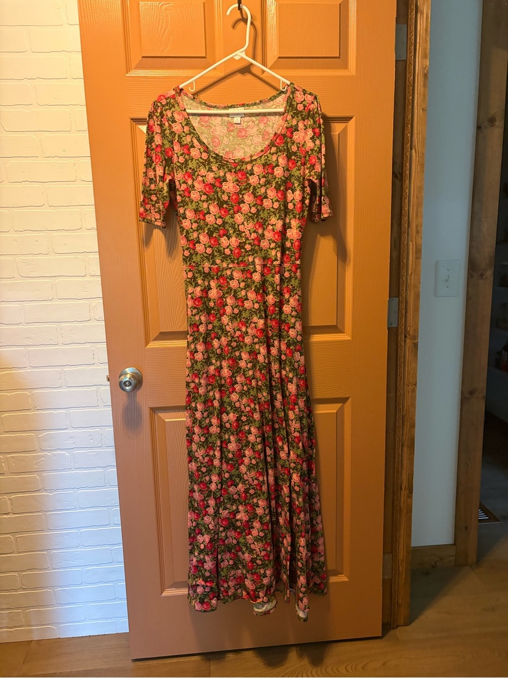 LuLaRoe Floral Maxi Dress in Pink and Green
